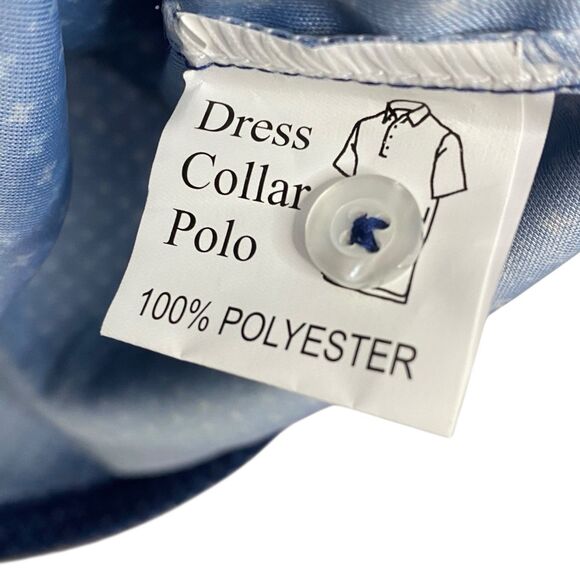 Collars & Co Polo Shirt Mens L Blue Los Cabos Star Golf Preppy Dress Collar NEW - Picture 6 of 8